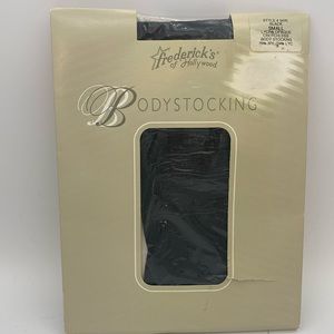 VTG Frederick’s Of Hollywood black Lycra opaque nylons Bodystocking NOS sz S